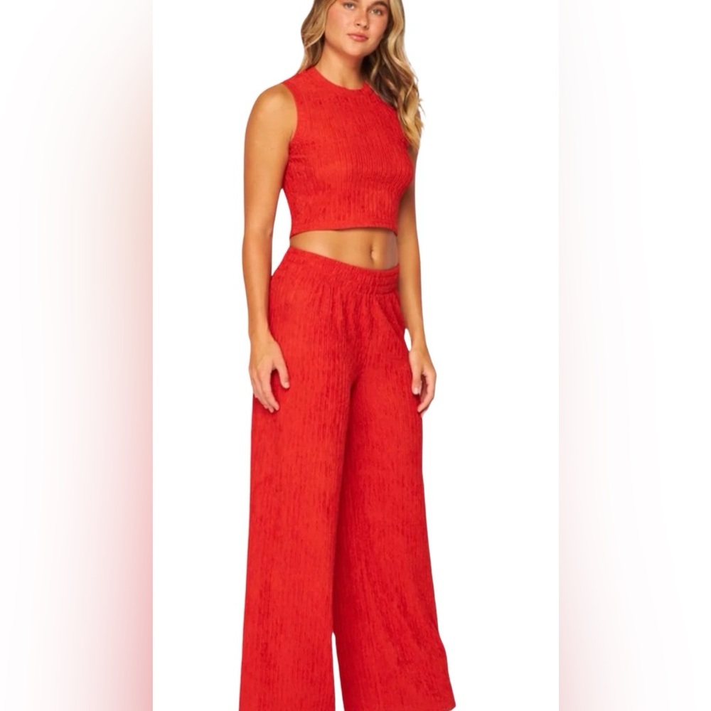Women's Red Wide-Leg Pants & Top Set! Brand New! Multiple Sizes Available!
